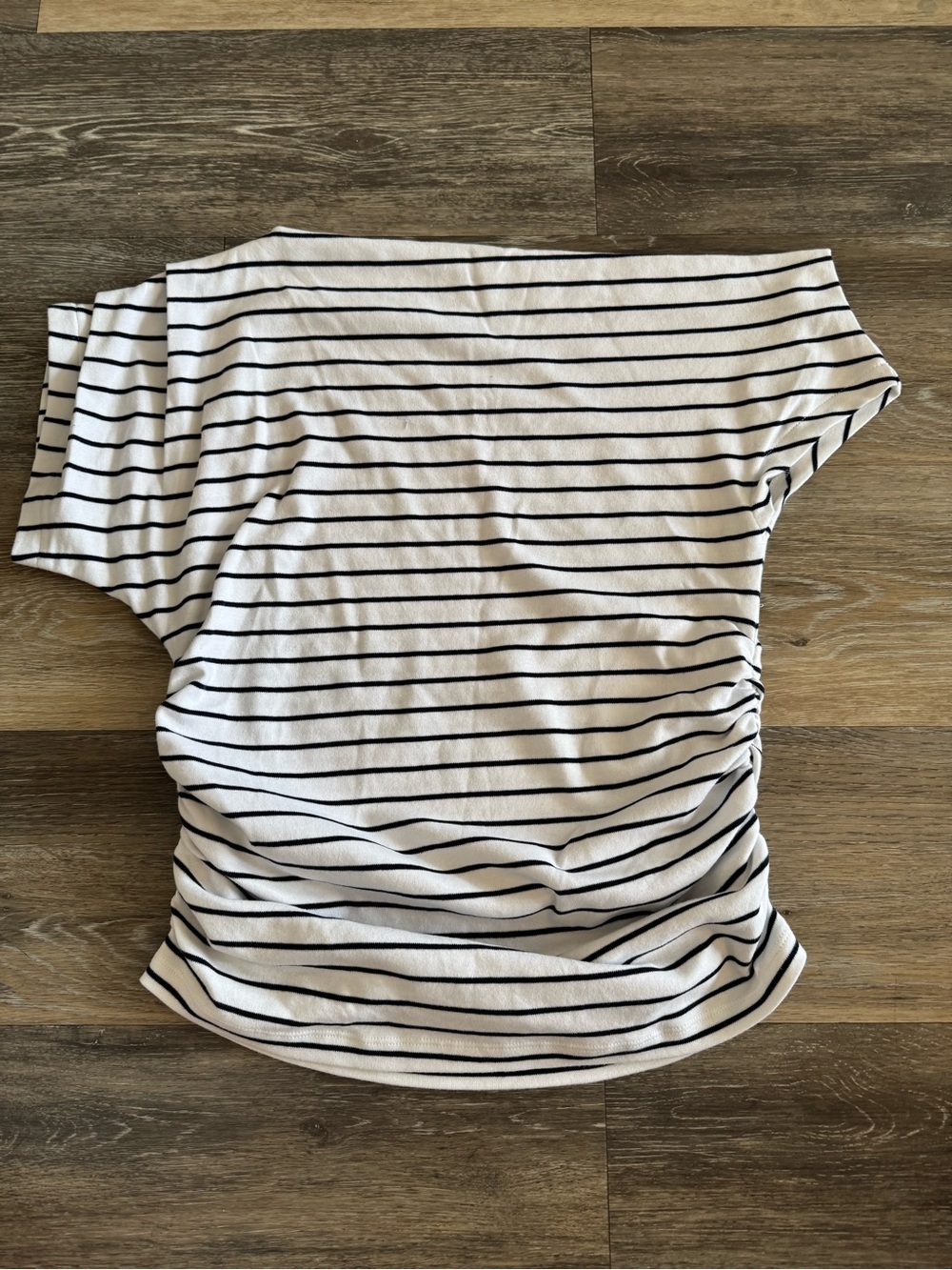 LOFT Black & White Striped Off-Shoulder Crop Top